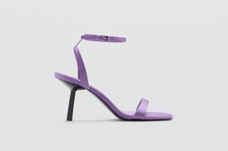 scarpe per matrimonio invitata sandali con cinturino alla caviglia tacco alto viola