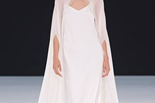 abito da sposa premaman modello sottoveste con mantella trasparente