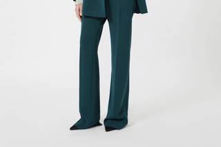 tailleur verde da cerimonia con giacca doppiopetto