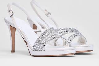 sandali gioiello matrimonio bianchi con strass sui listini