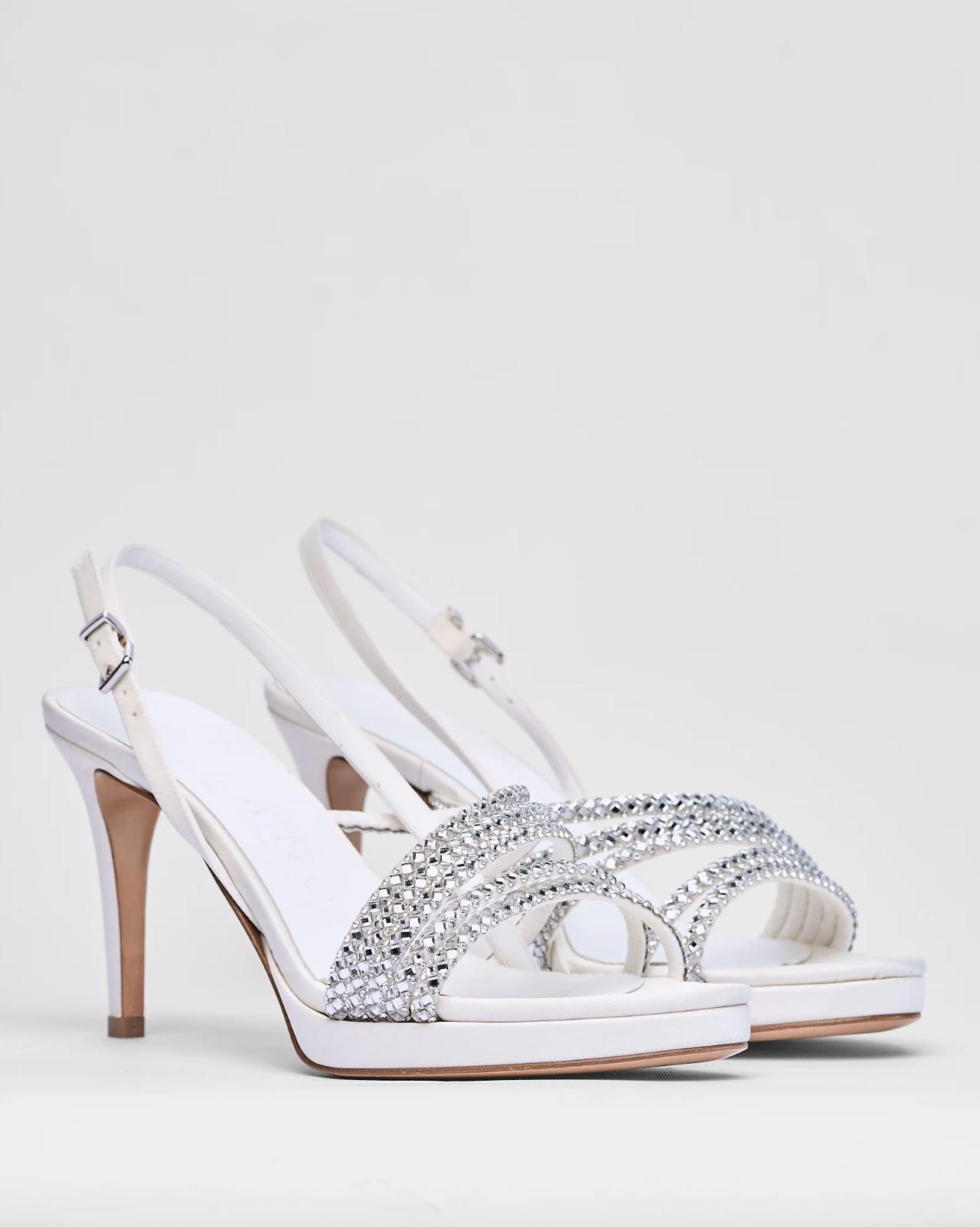 sandali gioiello matrimonio bianchi con strass sui listini