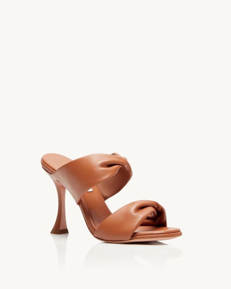 scarpe per matrimonio invitata sabot cammello