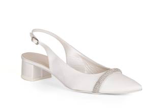 scarpe da sposa basse slingback con dettagli preziosi