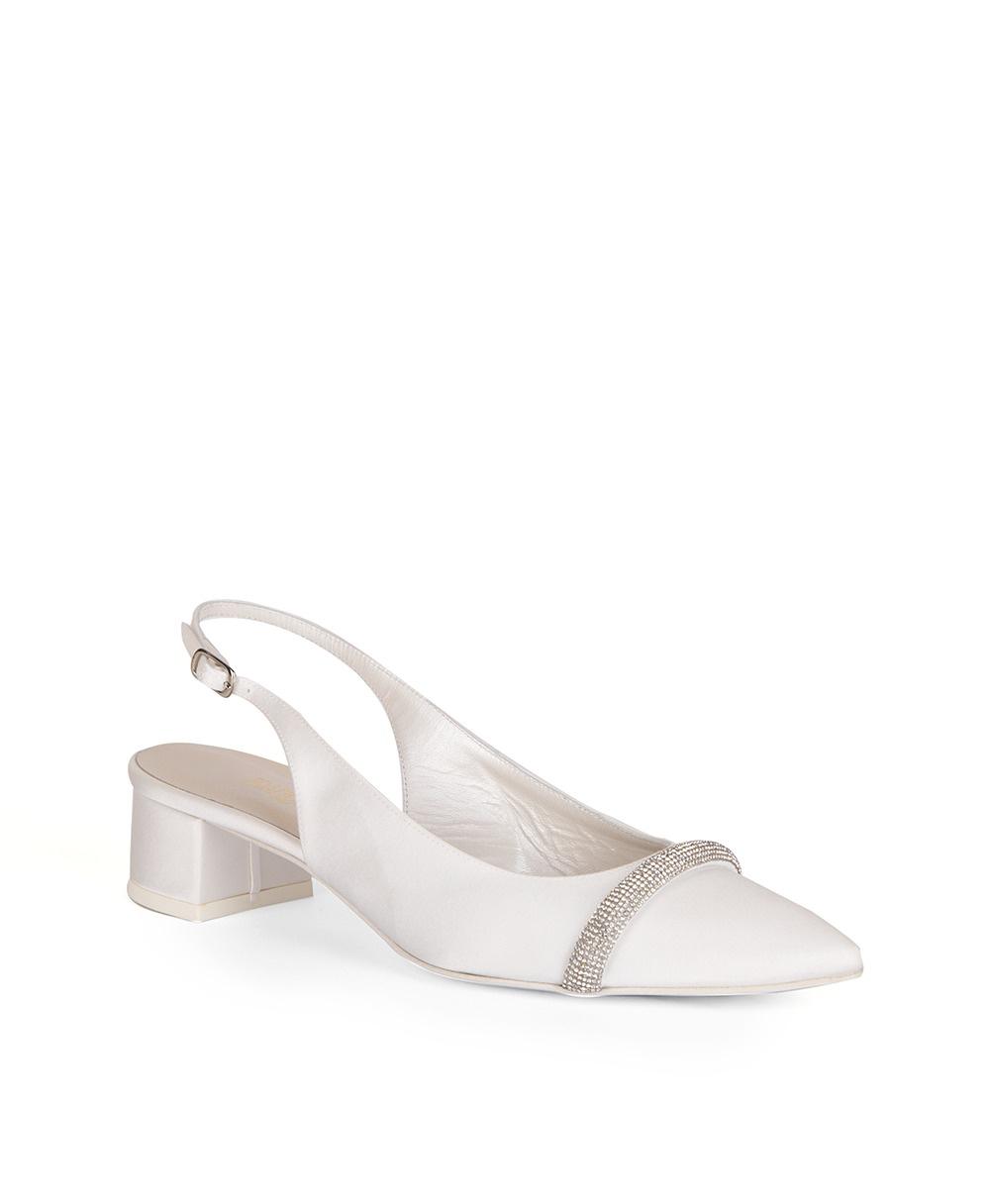 scarpe da sposa basse slingback con dettagli preziosi