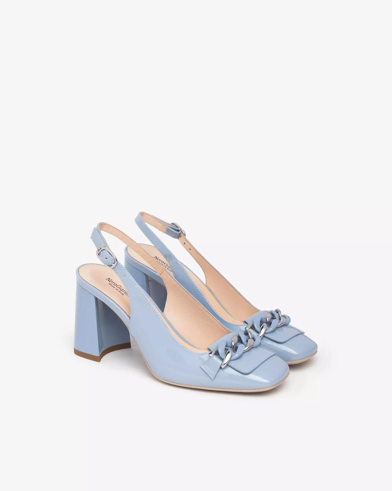 scarpe per matrimonio invitata slingback azzurre in vernice