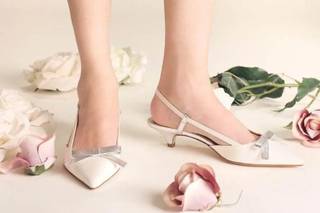 scarpe da sposa basse slingback bianche con brillanti