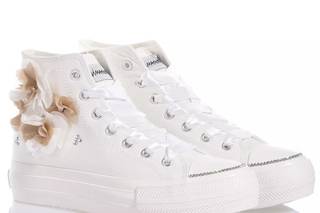 scarpe da sposa basse sneakers con dettagli dorati