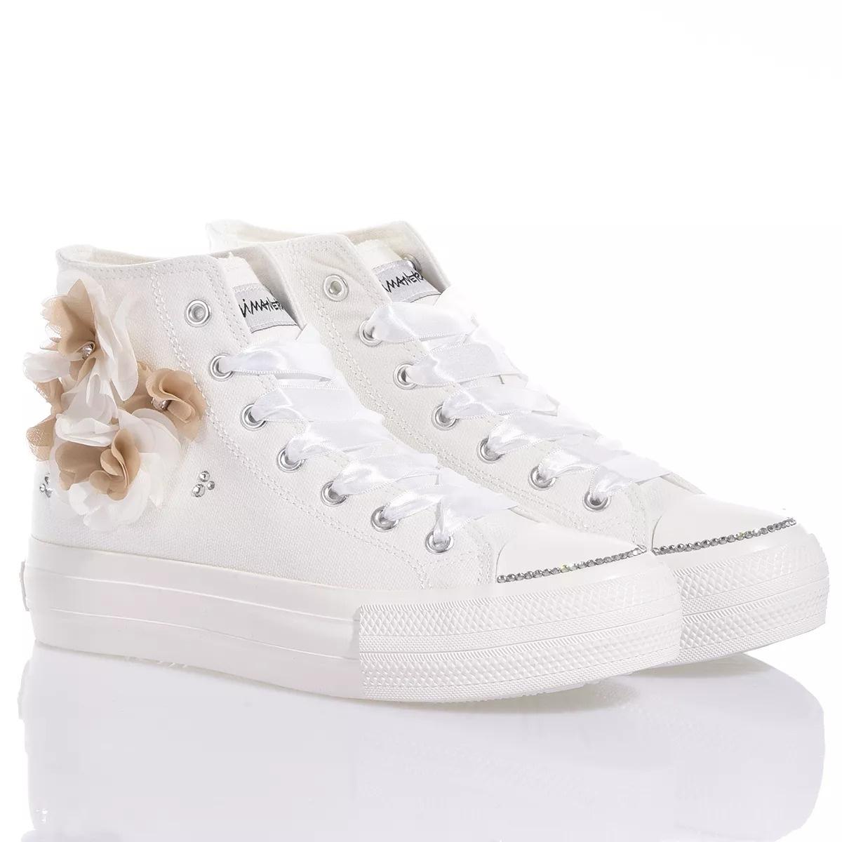 scarpe da sposa basse sneakers con dettagli dorati