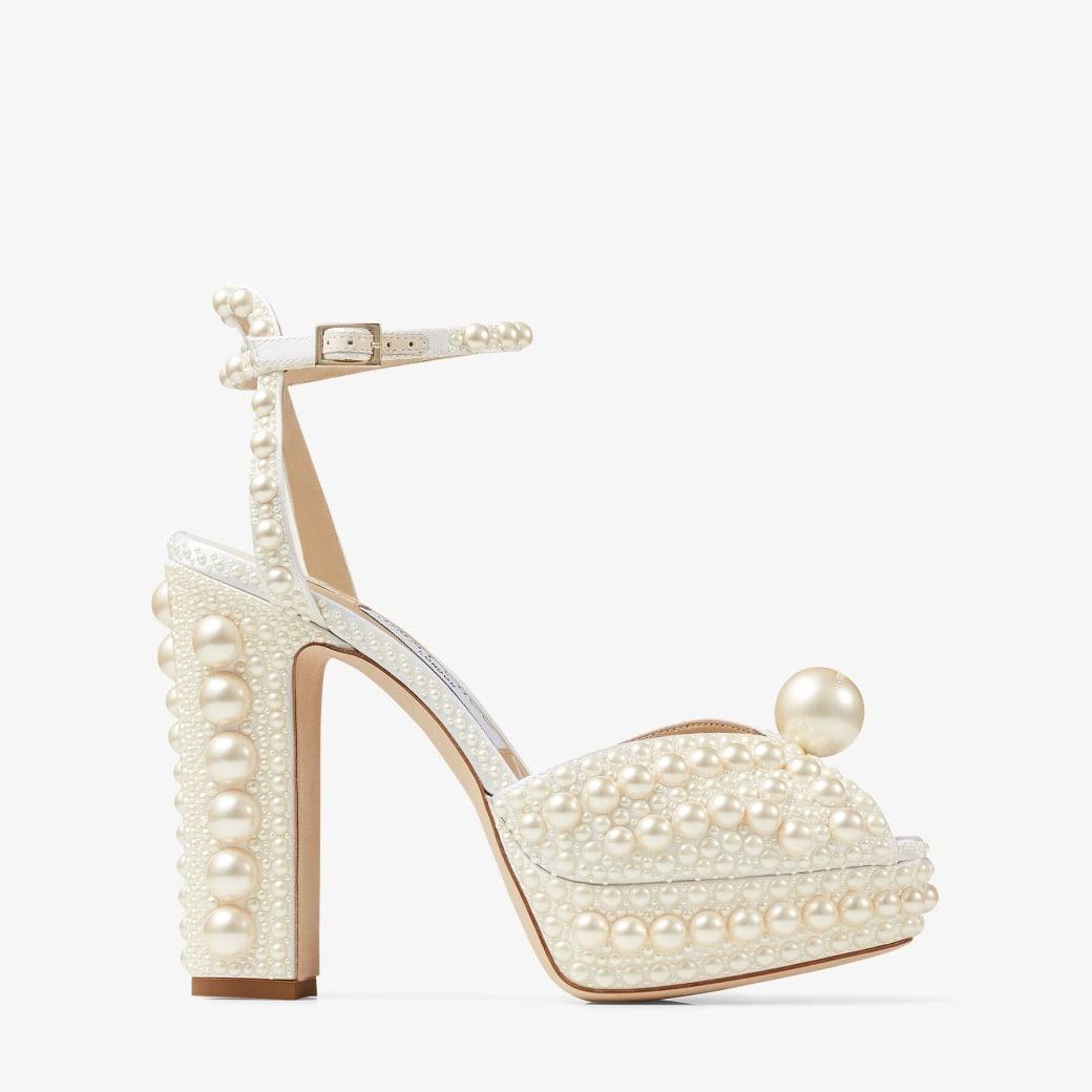 scarpe da sposa tacco largo con perle