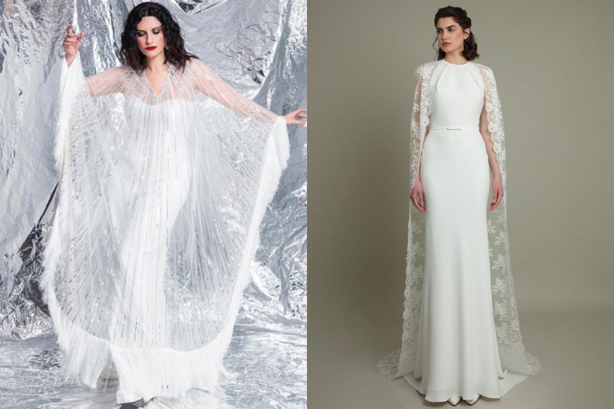 look Laura Pausini con mantella glitter