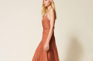 abito elegante da cerimonia in tulle, con spalline sottili