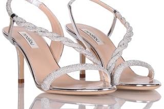 sandali gioiello per cerimonia color argento con strass