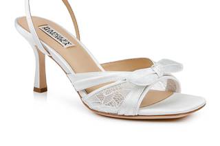 scarpe da sposa basse con fiocco bianche