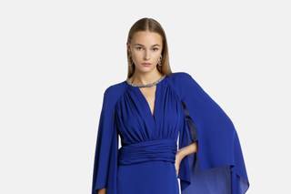 vestito per signora blu lungo