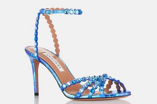 scarpe da sposa colorate- sandali blu con pietre