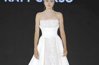 abito da sposa 2 in 1 in pizzo e mikado con bustier e sopragonna