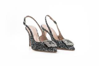 scarpe per matrimonio invitata sliungback tacco alto nere tempestate di brillanti