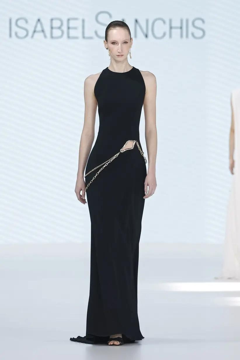 abito eleganti nero lungo aderente