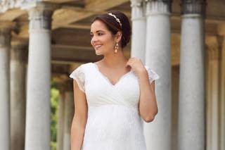 abito da sposa premaman stile impero in pizzo