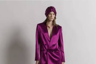 tailleur sorella sposa fucsia in raso
