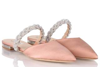 scarpe da sposa basse modello sabot rosa antico