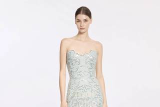 abito verde tiffany lungo con paillettes