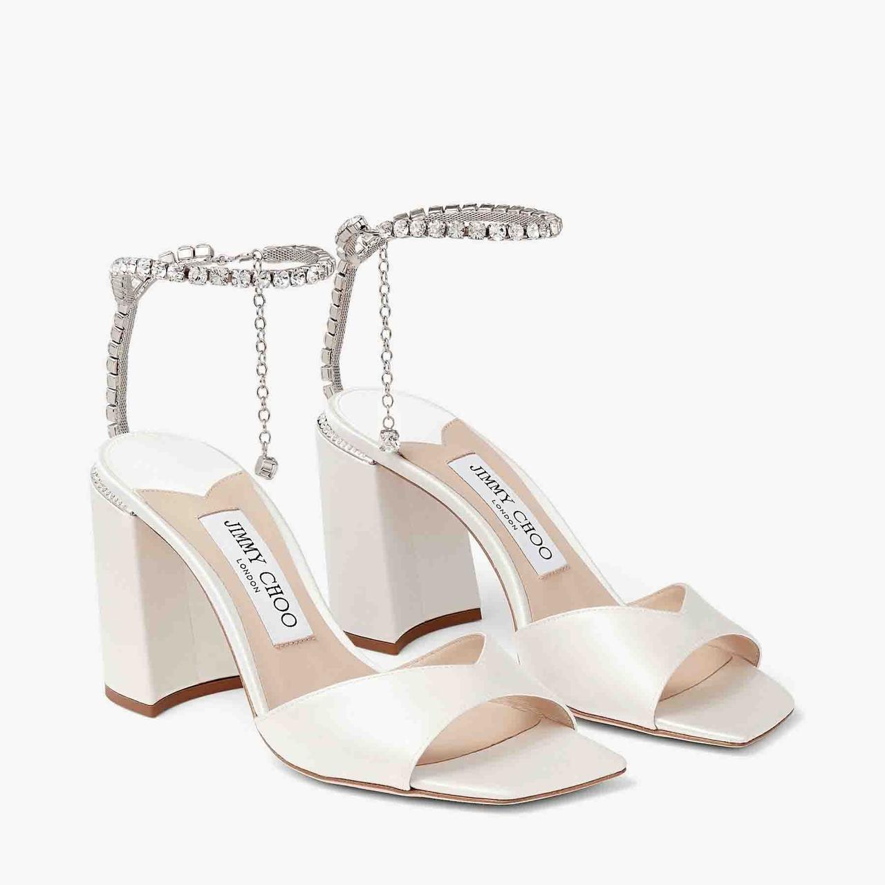 scarpe da sposa tacco largo effetto satin