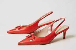 scarpe da sposa colorate- Décolleté rosse con tacco basso sottile