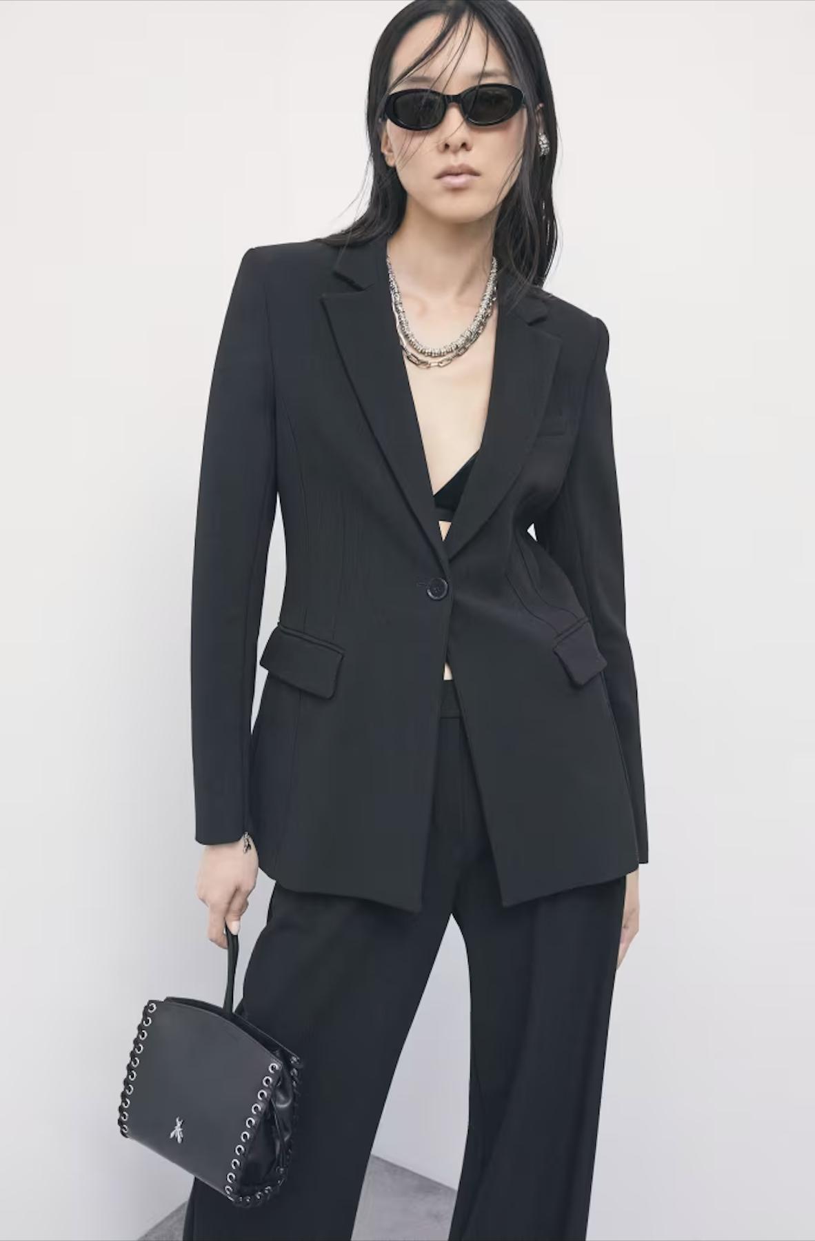 tailleur nero matrimonio pantalone e balzer