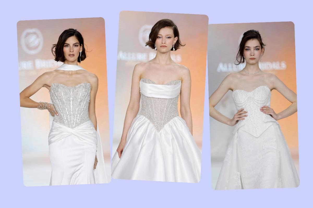 tre abiti da sposa invernali con bustier brallantinati
