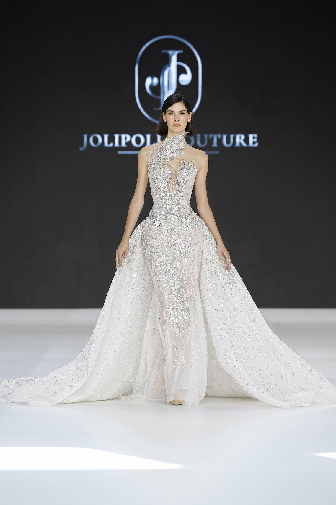 abito da sposa 2 in 1 tempestato di strass, a sirena con sopragonna  rimovibile in tulle