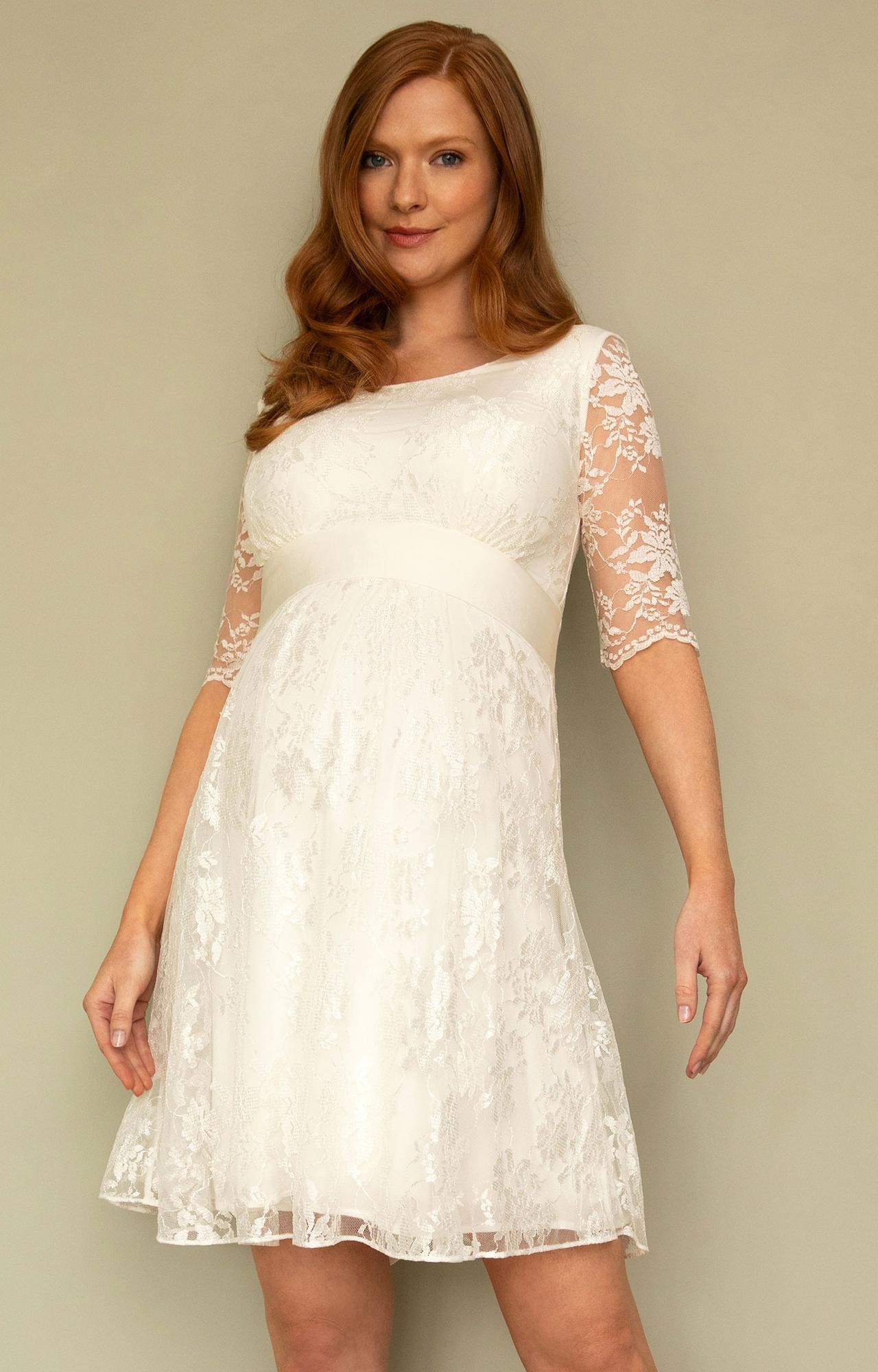 abito da sposa premaman corto in pizzo
