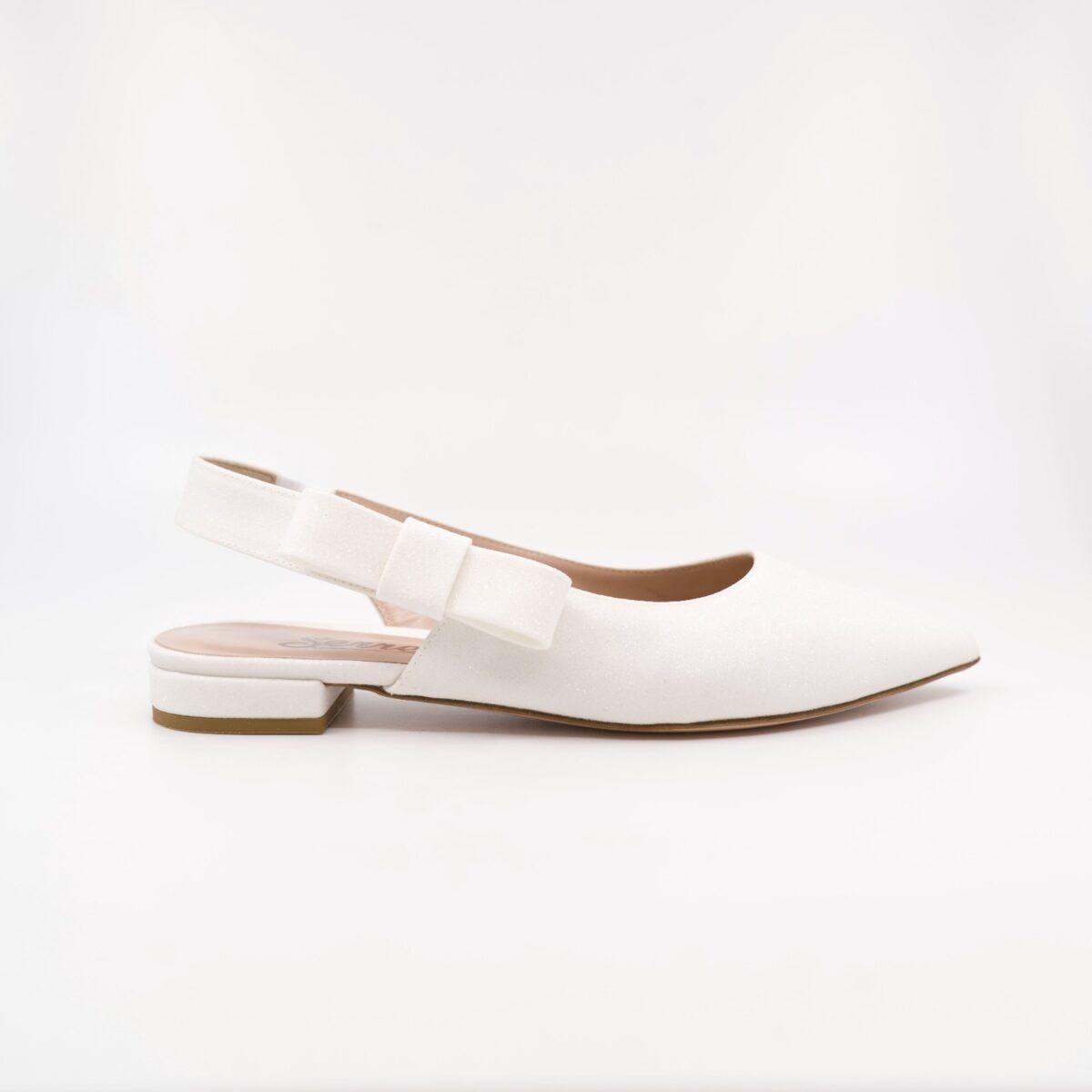 scarpe da sposa basse slingback con fiocco