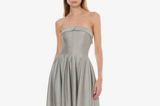 abito elegante da cerimonia midi, senza spalline con gonna morbida