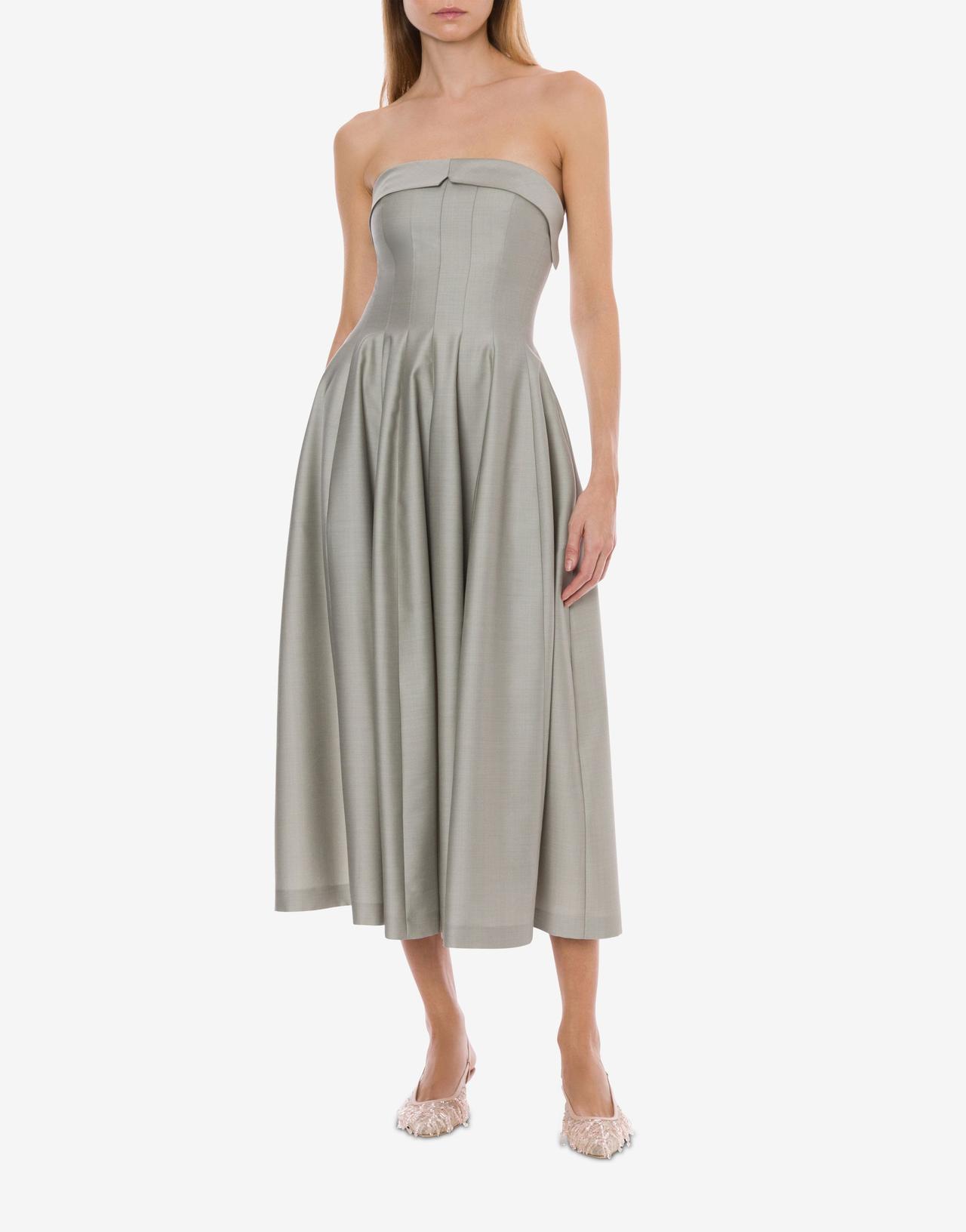 abito elegante da cerimonia midi, senza spalline con gonna morbida