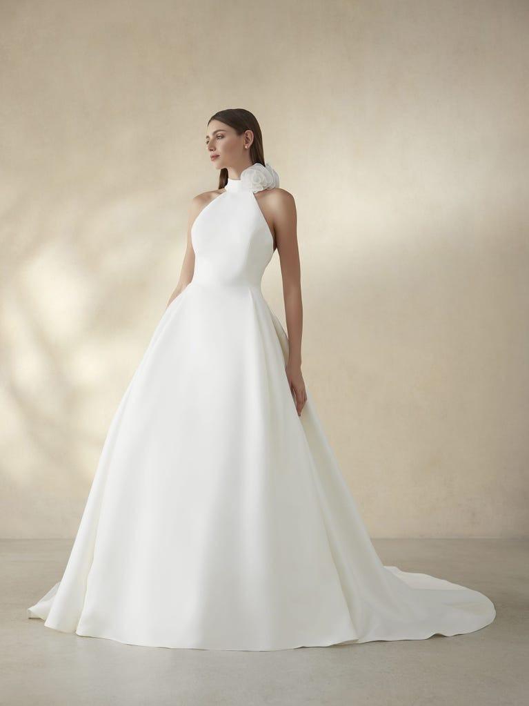 abito sposa scollo americana con gonna ampia