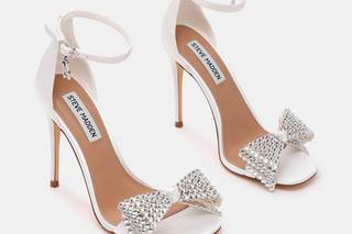 sandali gioiello matrimonio bianche  in satin con fiocco con cristalli