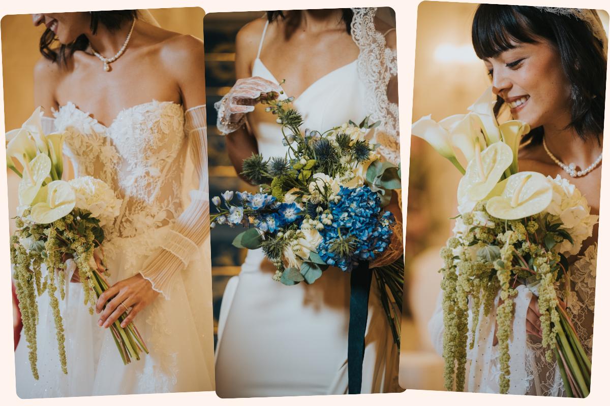  tendenze matrimonio 2027 bouquet da sposa azzurro Capri e con fiori sospesi 