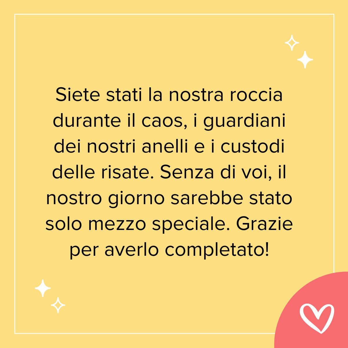 frasi ringraziamento testimoni