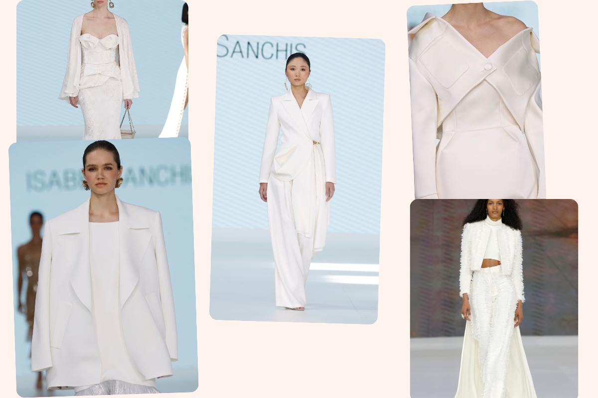 diversi abiti per matrimonio civile in inverno, con giacche over size, giacche corte, abiti lunghi e tailleur