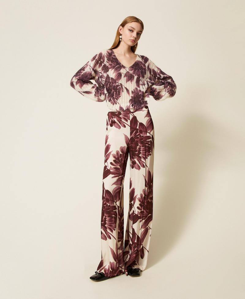 abito cerimonia donna autinno completo blusa e pantalone floreale