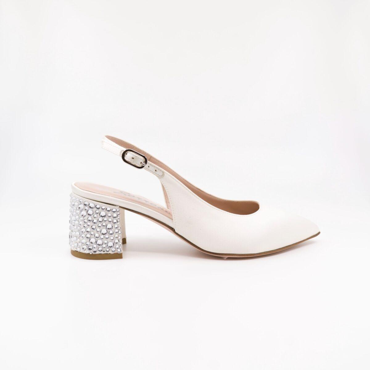 scarpe da sposa basse slingback con strass