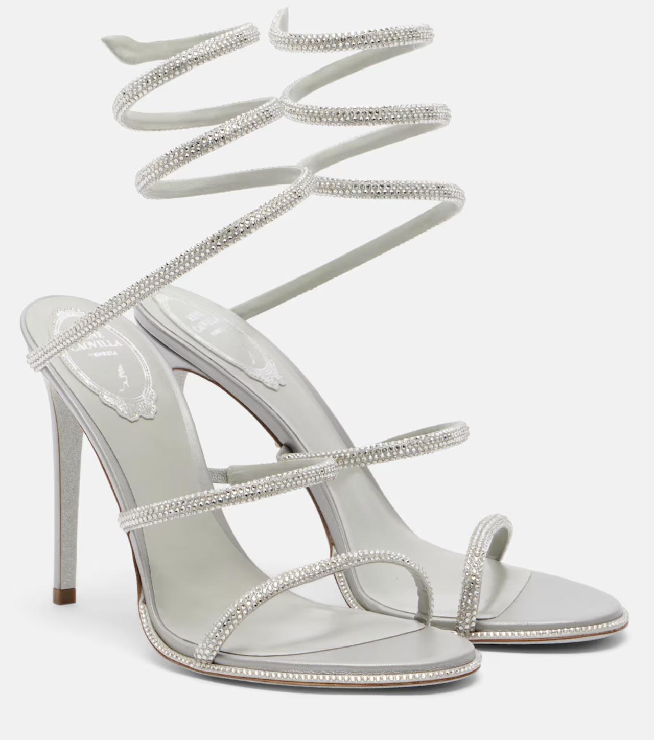 sandali gioiello matrimonio con cinturino a spirale con strass