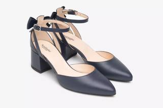 scarpe per matrimonio invitata blu con cinturino alla caviglia