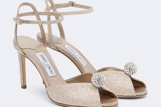 sandali gioiello matrimonio silhouette a punta aperta, con sfere decorate con cristalli sulla tomaia