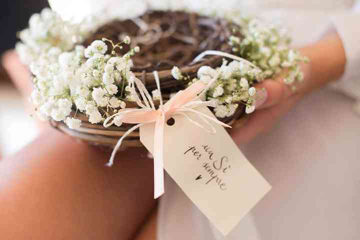 Fiore Cuscino per anelli Cuscino bianco per matrimonio 