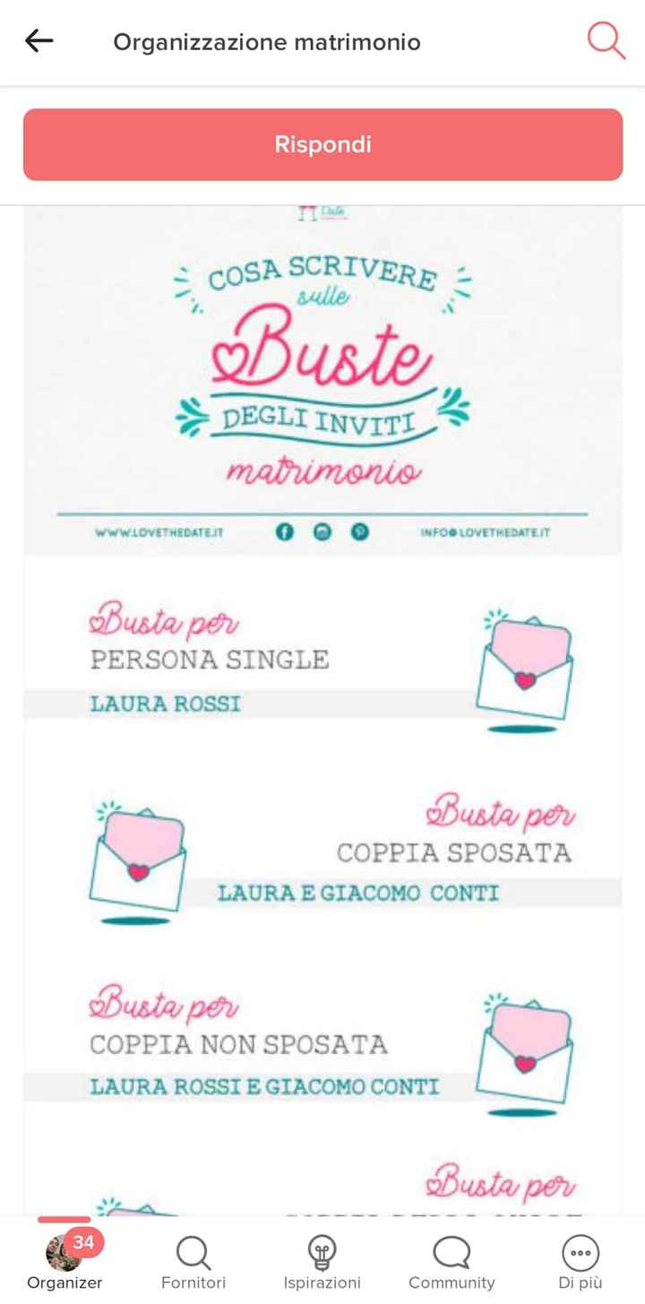 Partecipazioni: sulla busta va scritto il nome oppure non devo scrivere nulla visto che verrà conseg