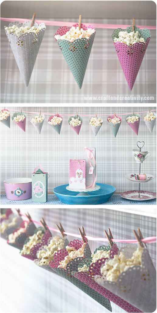 Idee per confettate, candy bar, popcorn bar, zucchero filato, snack, gelati. - 8