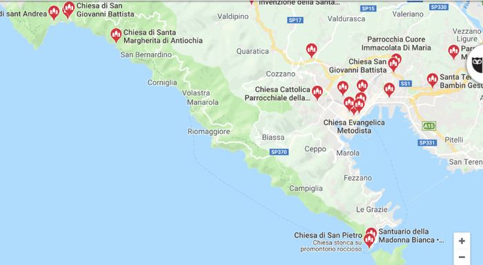 Chiese sul mare in provincia di La Spezia