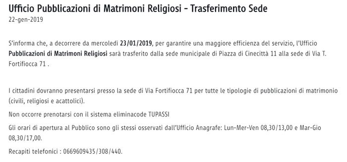 Matrimonio VII Municipio di Roma